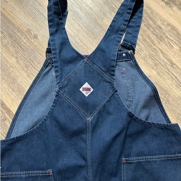 Vintage Big Mac Overalls Mens 46x27 Blue Carpenter Square Back Denim Relaxed Fit - Picture 8 of 8